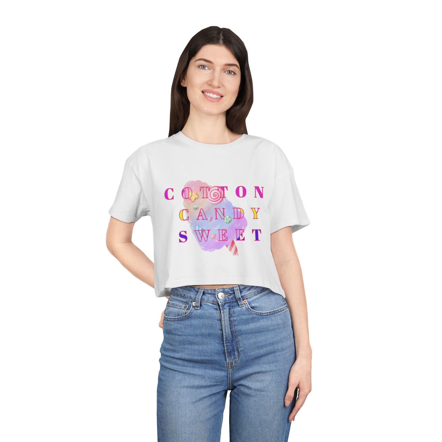 "Cotton Candy Sweet"- Women's Crop Tee