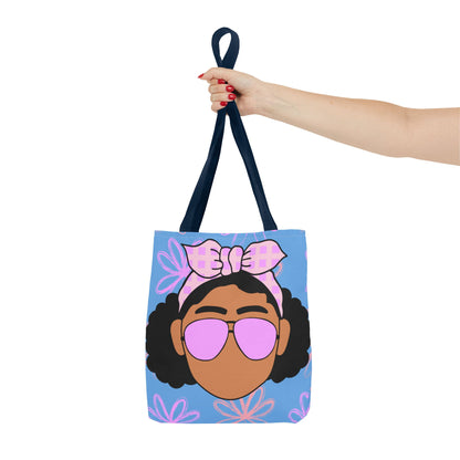 Chic Floral Tote Bag with Afro Queen Design