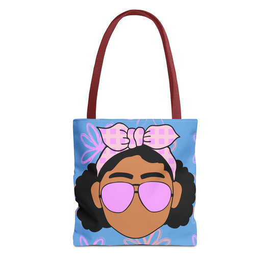 Chic Floral Tote Bag with Afro Queen Design