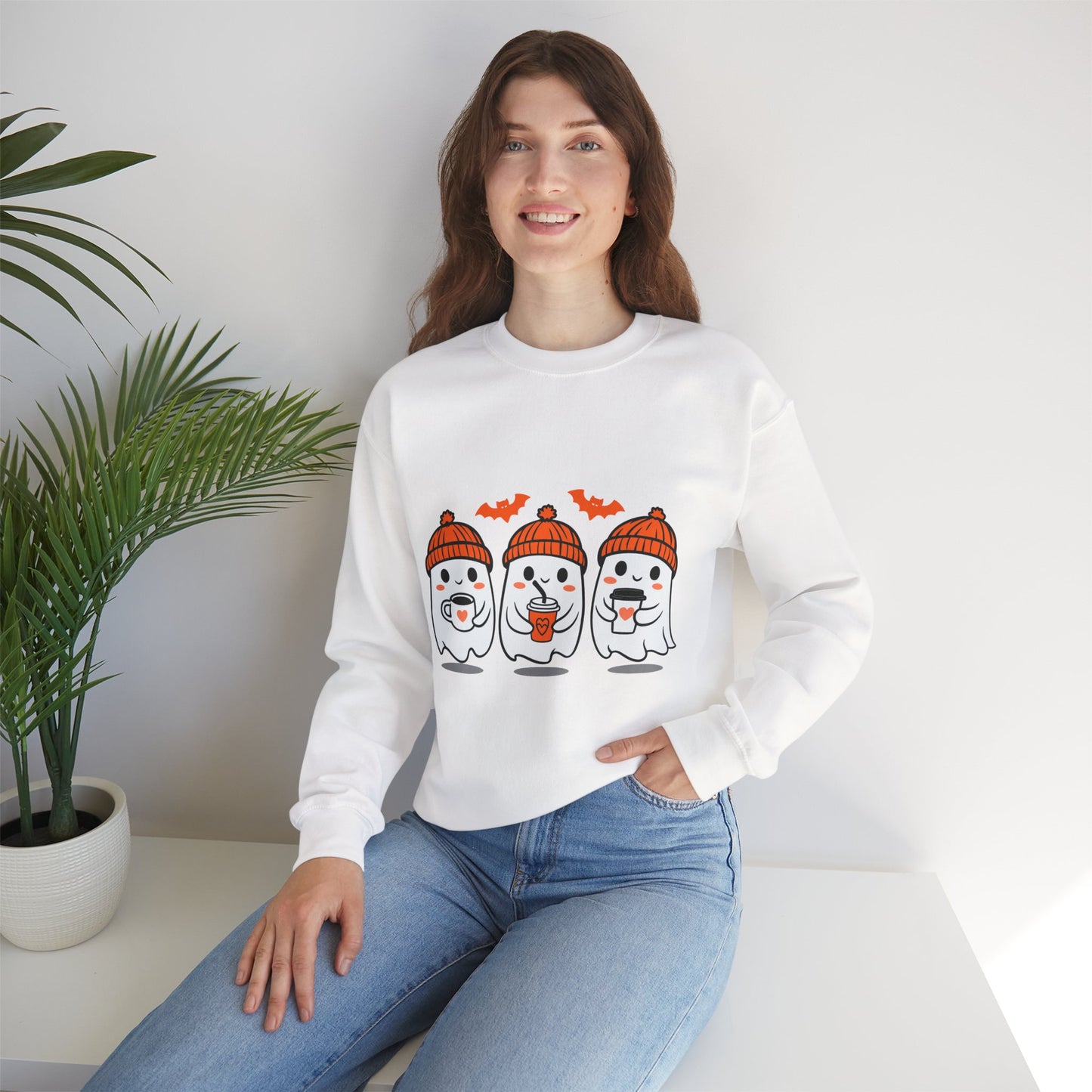 Spooky Ghosts Crewneck Sweatshirt, Halloween Sweatshirt