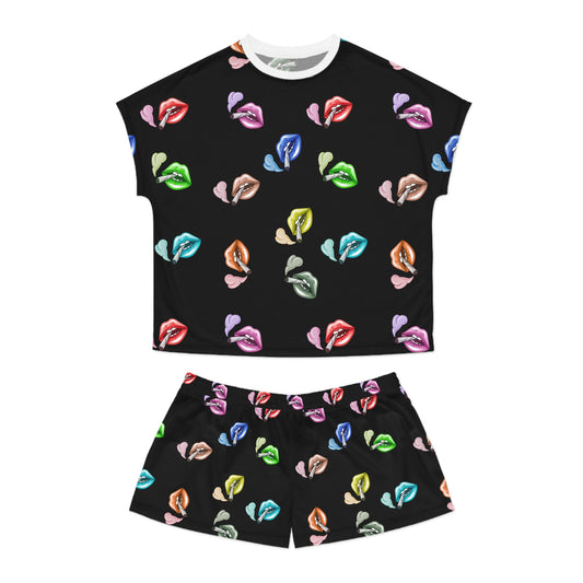 "Lips Loc'D" women's short pajama set
