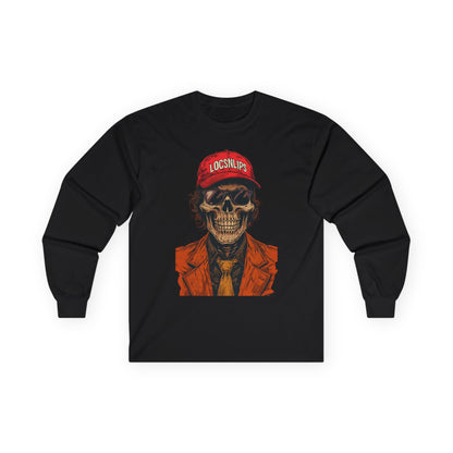 Skull Graphic Tee, Cool Casual Wear, Unisex Long Sleeve Shirt