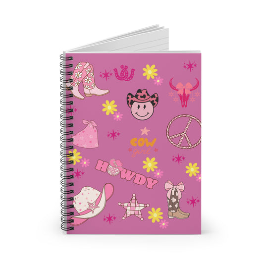 Cowgirl Vibes Spiral Notebook - Pink Floral
