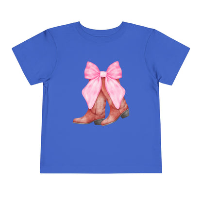 Cute Toddler Tee with Pink Bow Boots Design