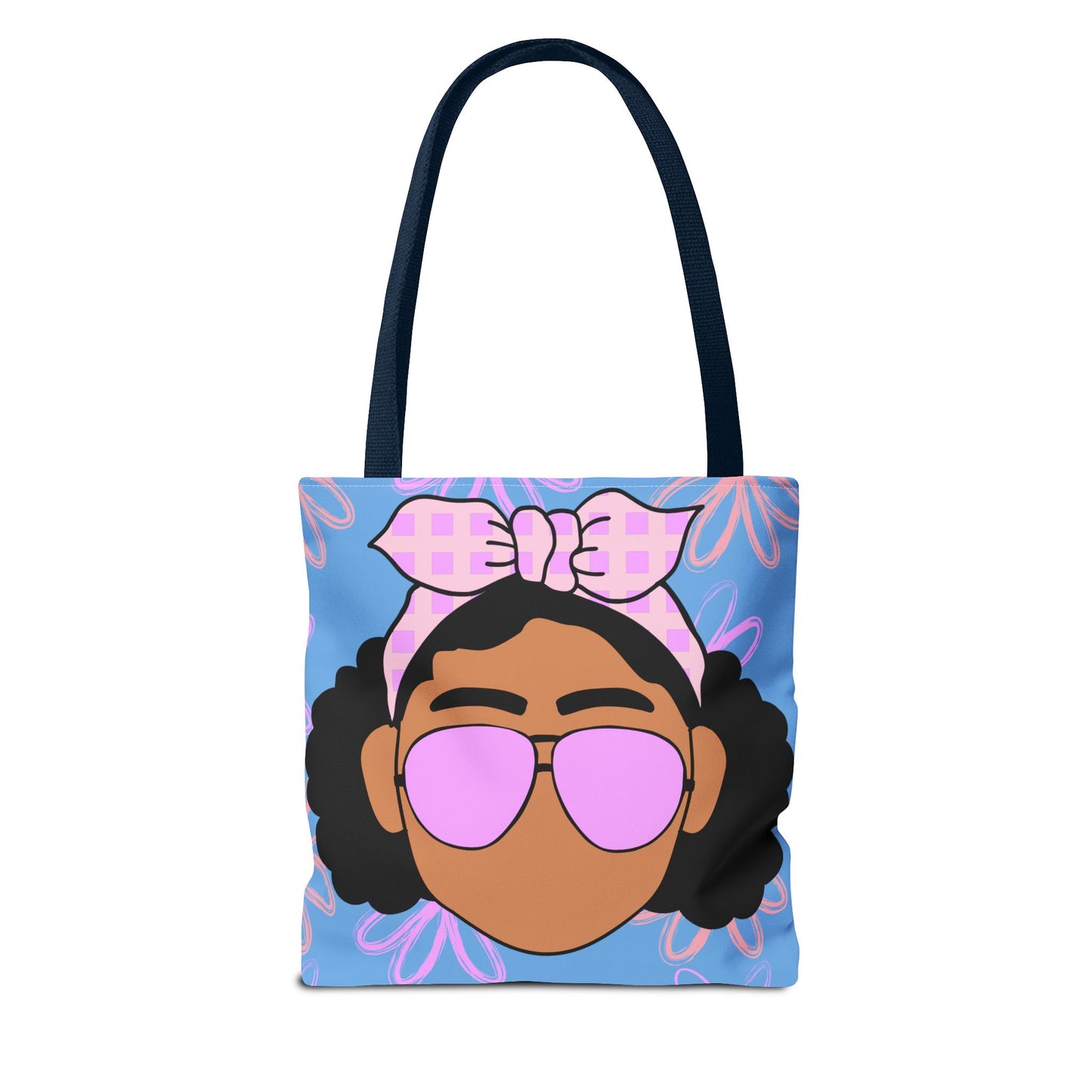 Chic Floral Tote Bag with Afro Queen Design