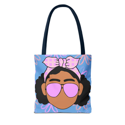 Chic Floral Tote Bag with Afro Queen Design