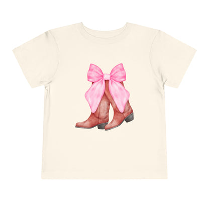 Cute Toddler Tee with Pink Bow Boots Design