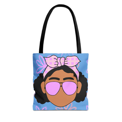 Chic Floral Tote Bag with Afro Queen Design