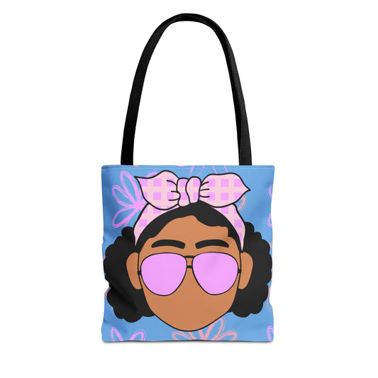 Chic Floral Tote Bag with Afro Queen Design