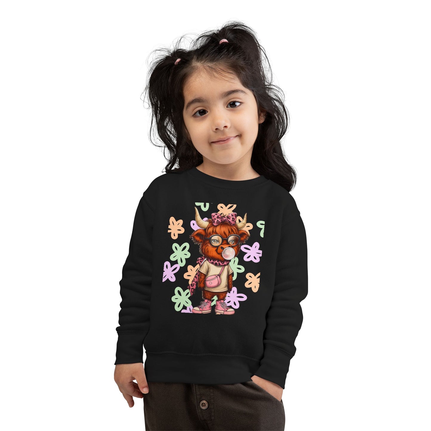 Cute Toddler Sweatshirt with Floral Animal Design