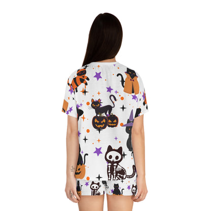 Halloween Cat Pajama Set, Cozy Sleepwear for Women