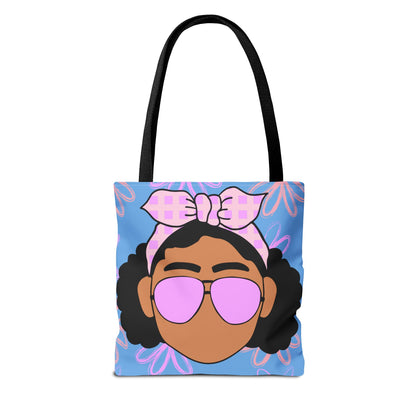 Chic Floral Tote Bag with Afro Queen Design