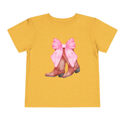 Cute Toddler Tee with Pink Bow Boots Design