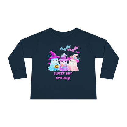 Toddler Long Sleeve Tee - Sweet But Spooky Ghost Design