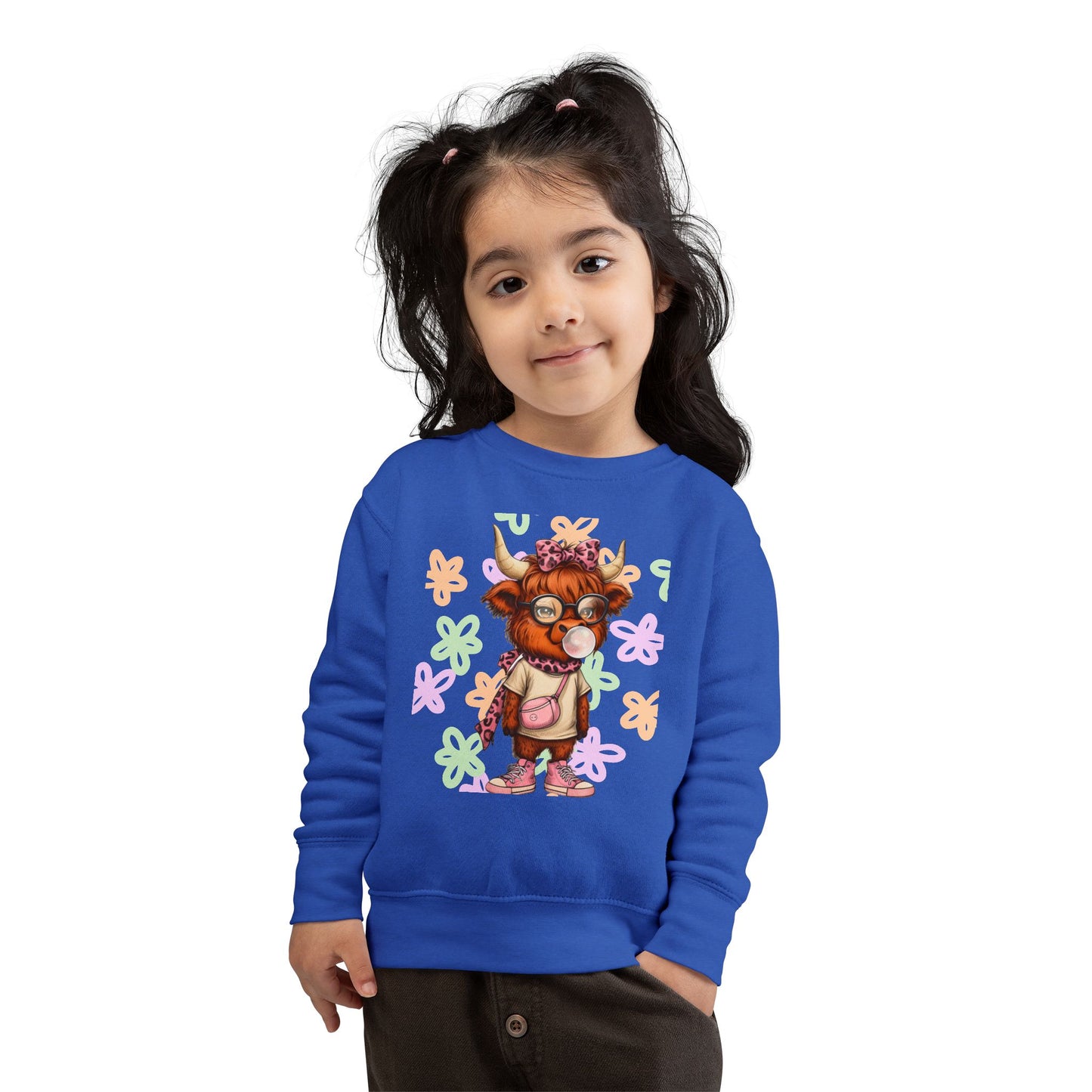 Cute Toddler Sweatshirt with Floral Animal Design