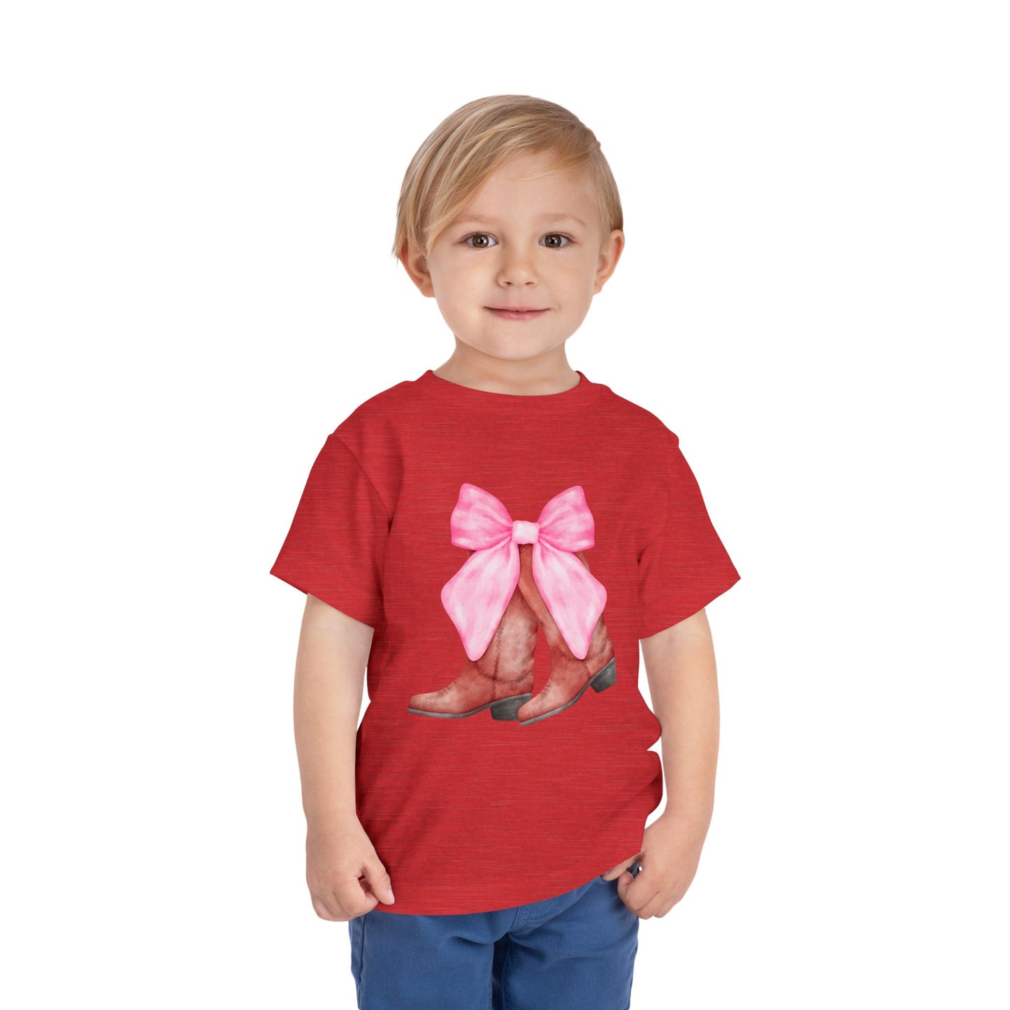 Cute Toddler Tee with Pink Bow Boots Design