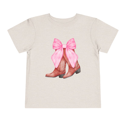 Cute Toddler Tee with Pink Bow Boots Design
