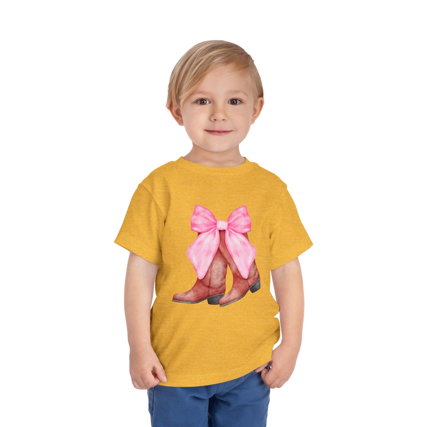 Cute Toddler Tee with Pink Bow Boots Design
