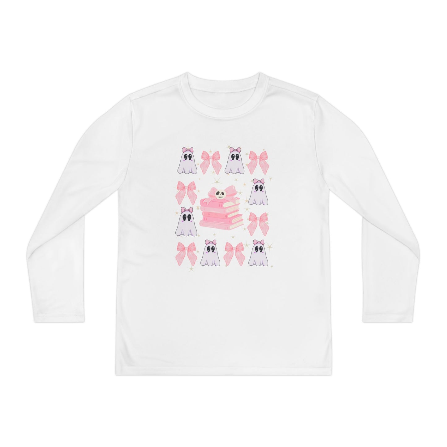 Youth Ghost & Pink Bow Long Sleeve, Kids Long Sleeve T-Shirt