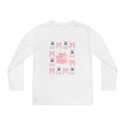 Youth Ghost & Pink Bow Long Sleeve, Kids Long Sleeve T-Shirt
