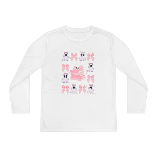 Youth Ghost & Pink Bow Long Sleeve, Kids Long Sleeve T-Shirt