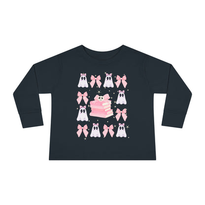 Toddler Long Sleeve Tee with Cute Bunnies and Bows Design
