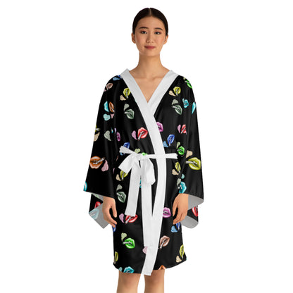 "Lip Loc'D" long sleeve Kimono Robe