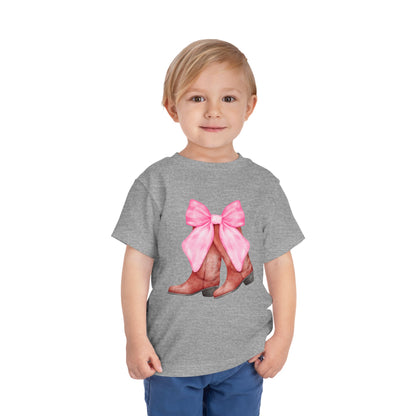 Cute Toddler Tee with Pink Bow Boots Design