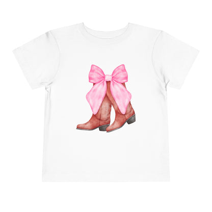 Cute Toddler Tee with Pink Bow Boots Design