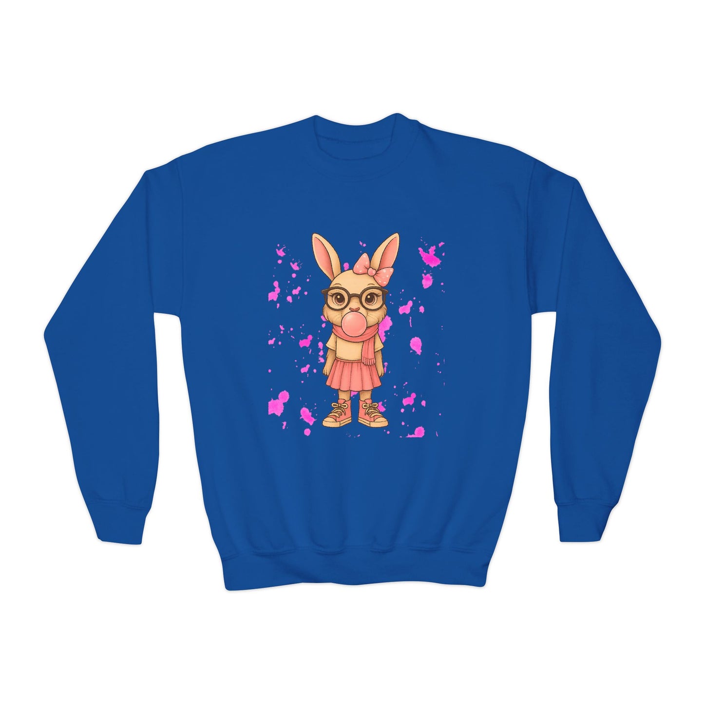 Adorable Bunny Graphic Youth Crewneck Sweatshirt
