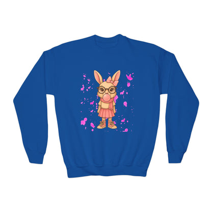 Adorable Bunny Graphic Youth Crewneck Sweatshirt
