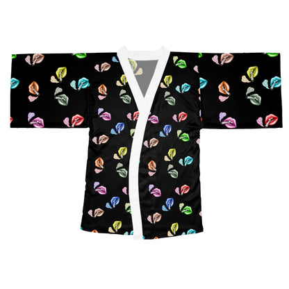 "Lip Loc'D" long sleeve Kimono Robe