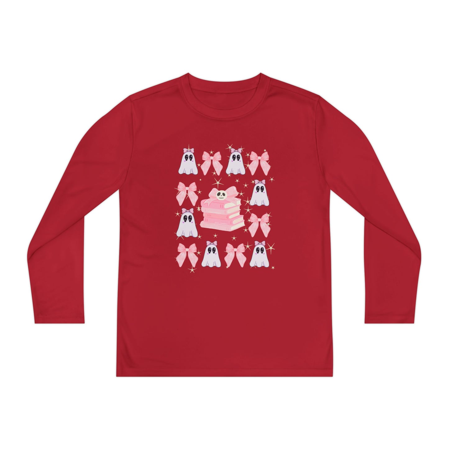 Youth Ghost & Pink Bow Long Sleeve, Kids Long Sleeve T-Shirt