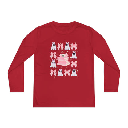 Youth Ghost & Pink Bow Long Sleeve, Kids Long Sleeve T-Shirt
