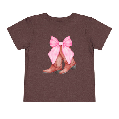 Cute Toddler Tee with Pink Bow Boots Design