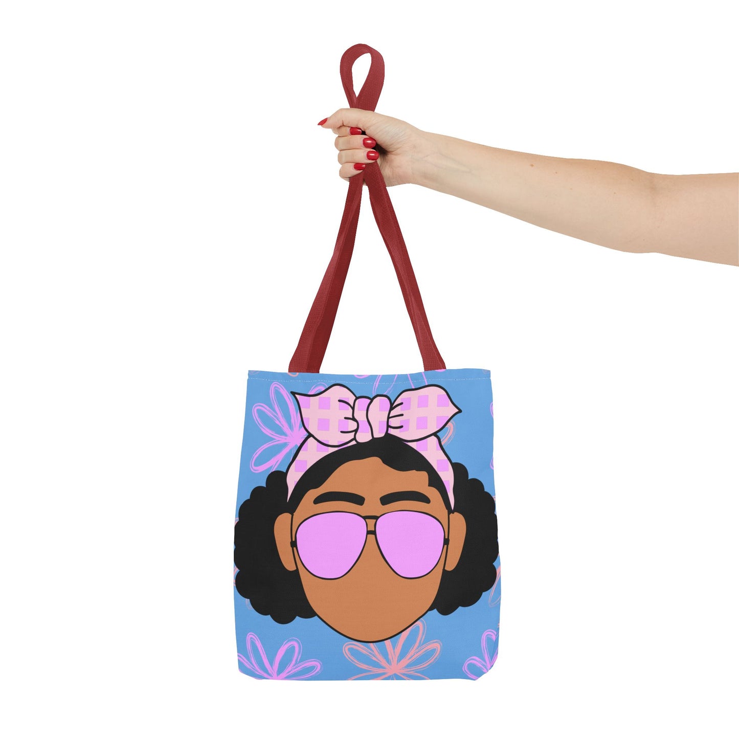 Chic Floral Tote Bag with Afro Queen Design
