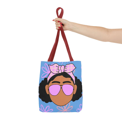 Chic Floral Tote Bag with Afro Queen Design