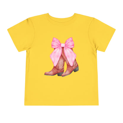 Cute Toddler Tee with Pink Bow Boots Design
