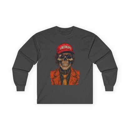 Skull Graphic Tee, Cool Casual Wear, Unisex Long Sleeve Shirt