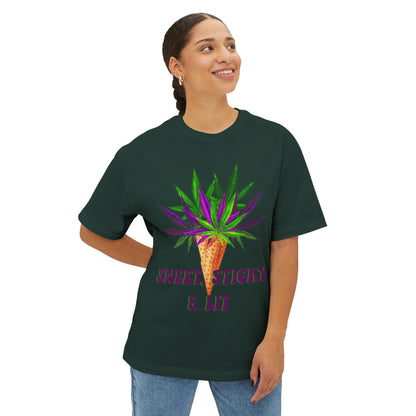 Sweet Sticky and Lit" Unisex Oversized Boxy Tee