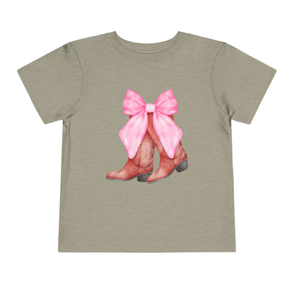 Cute Toddler Tee with Pink Bow Boots Design