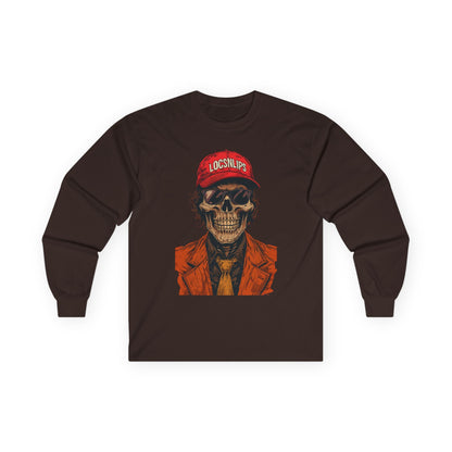 Skull Graphic Tee, Cool Casual Wear, Unisex Long Sleeve Shirt