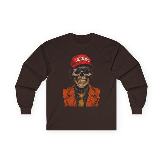 Skull Graphic Tee, Cool Casual Wear, Unisex Long Sleeve Shirt