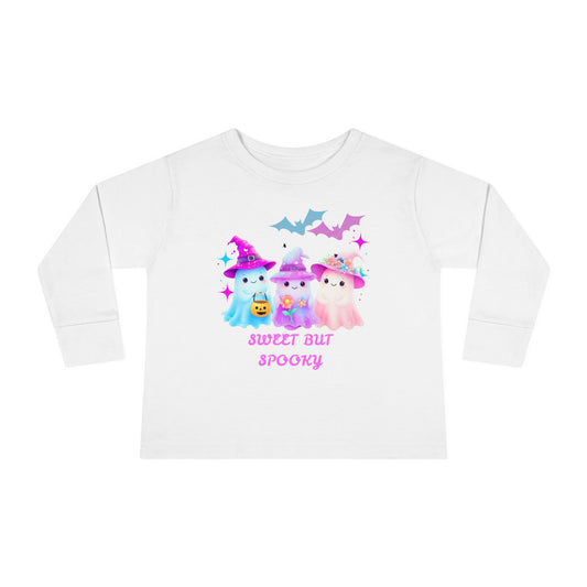 Toddler Long Sleeve Tee - Sweet But Spooky Ghost Design