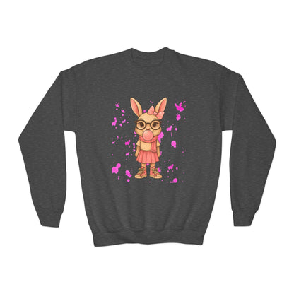 Adorable Bunny Graphic Youth Crewneck Sweatshirt