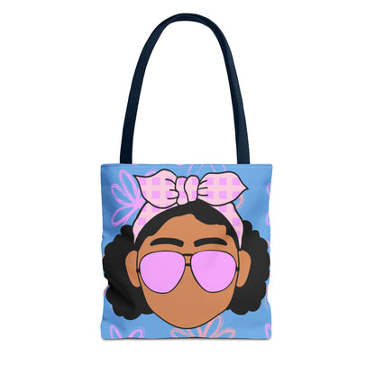 Chic Floral Tote Bag with Afro Queen Design