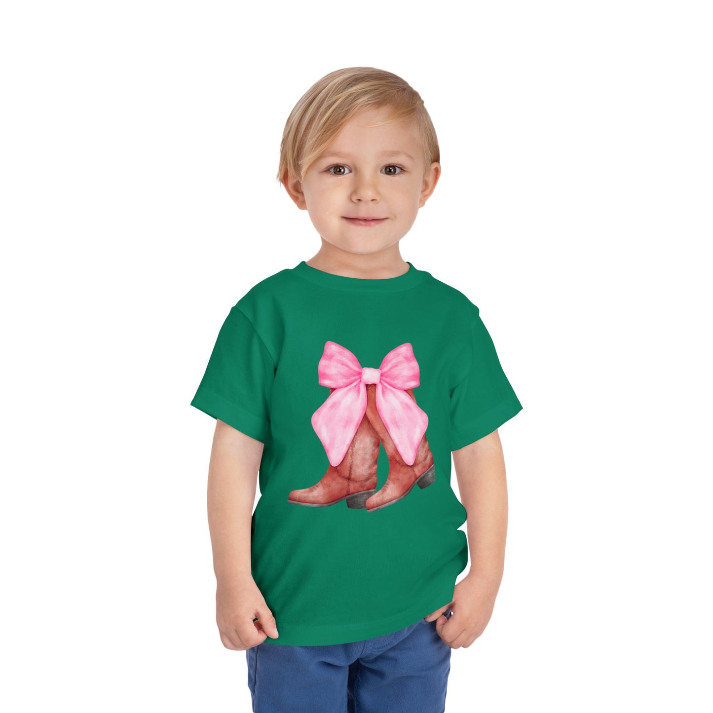Cute Toddler Tee with Pink Bow Boots Design