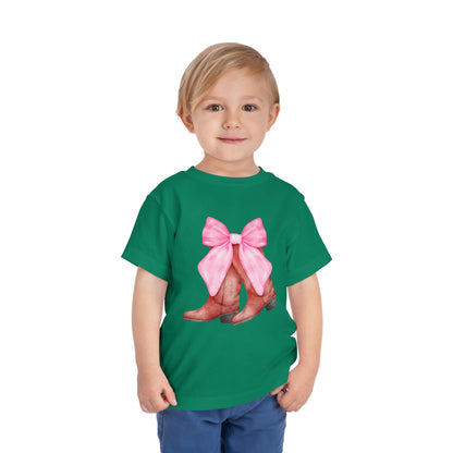 Cute Toddler Tee with Pink Bow Boots Design