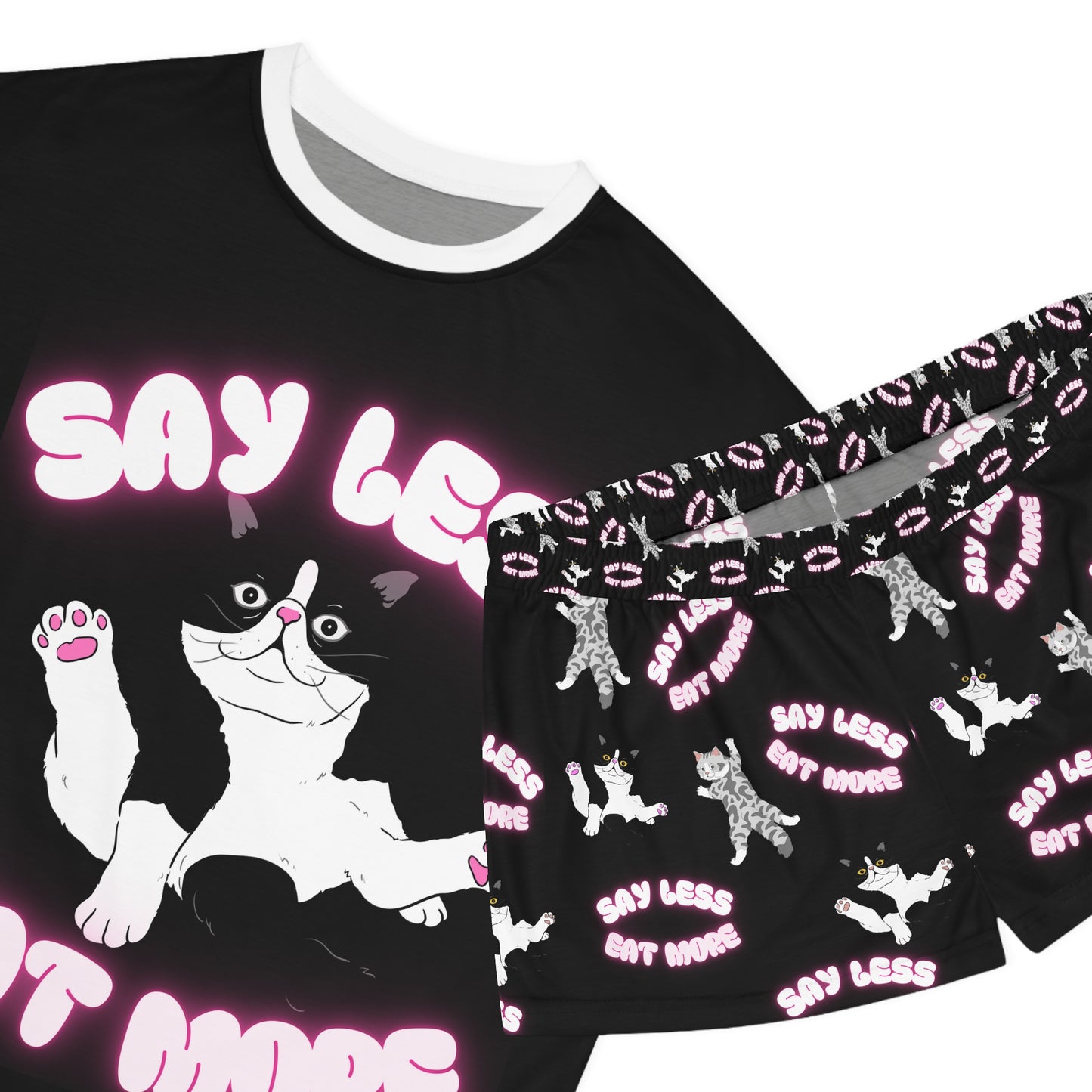 Playful Cat-Themed Women's Pajama Set