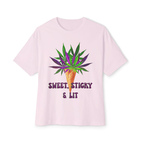 Sweet Sticky and Lit" Unisex Oversized Boxy Tee